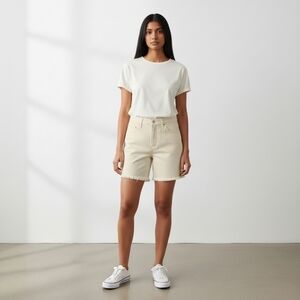 Wild Fable Women's High Rise Bermuda Shorts Destressed Raw Hem Button Fly Size 4